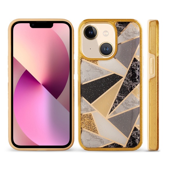 Gold Geometric Shapes Case iPhone 13 - Picture 2 of 3